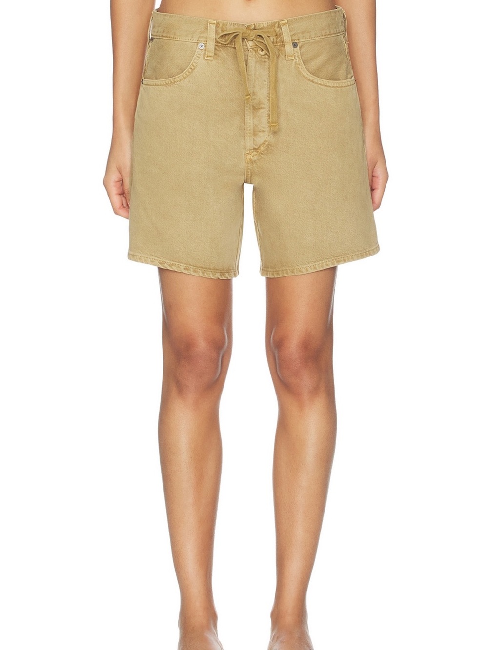 Citizens Of Humanity Khaki Drawstring High Waist Bermuda Shorts